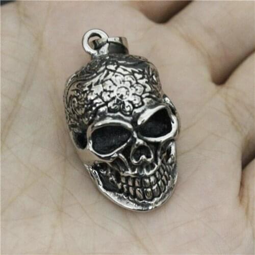 Cool Flower Skull Pendant 316L Stainless Steel Hot Selling Biker Skull Pendant