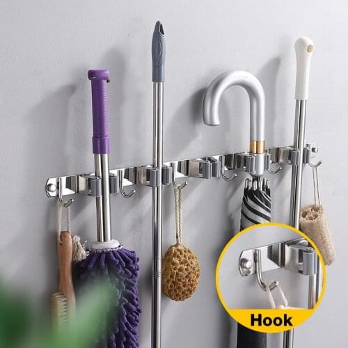 Adhesive Multi-Purpose Hooks Wall Mounted Mop Organizer Holder RackBrush Broom Hanger Hook Kitchen bathroom Strong Hooks
