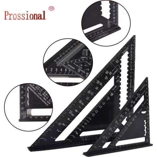 Aluminum Alloy 7/12inch Angle Ruler Metric Triangular Measuring Ruler Woodwork Speed Square Triangle Angle Protractor Trammel