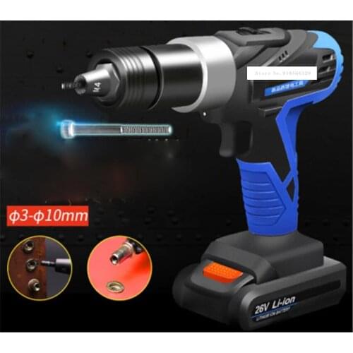 MF-8026 New Electric Rivet Nut Gun Lithium Battery Riveting Nut Gun Portable Cordless Rivet Gun 26V/2200mAh 0-1500r/min 90-260V