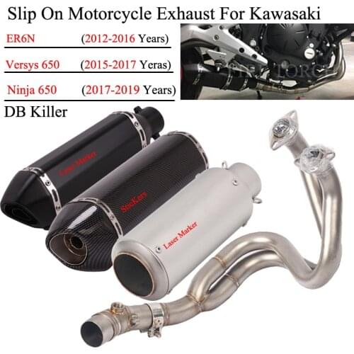 Slip on Motorcycle Exhaust Modified Motorbike Escape DB Killer Front Mid Link Pipe For Kawasaki ER6N Versys 650 Z650 Ninja 650 R
