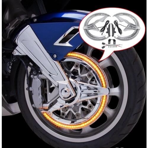 Motorcycle Accessories Chrome and Black Brake Disc LED Rotors Covers Cornering Lamp For Honda Gold Wing 1800 GL1800 F6B 2018 +Up