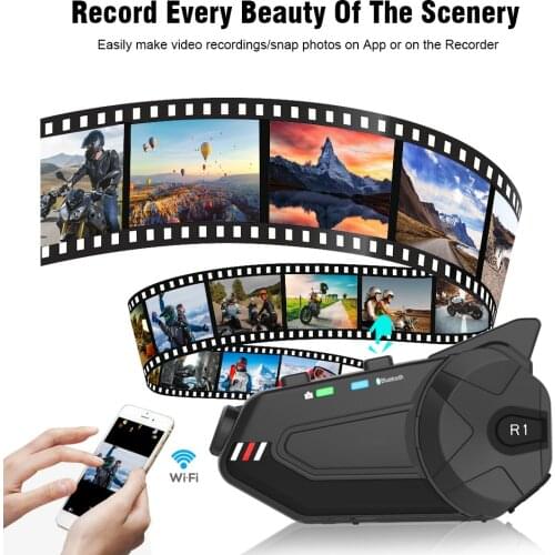 Motorcycle Driving Recorder and Intercom R1-E PLUS Wifi With Wide-Angle 120 Degrees DVR Dash Cam Black GPS Box