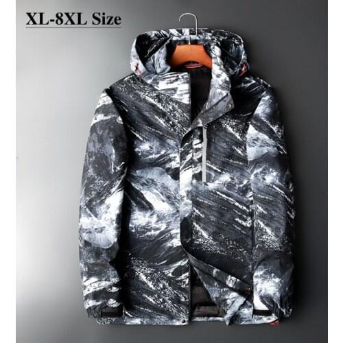 8XL 7XL 6XL Mens White Duck Down Jacket Winter Thick Warm Parka Military Style Camouflage Black Windproof Hooded Coat Male