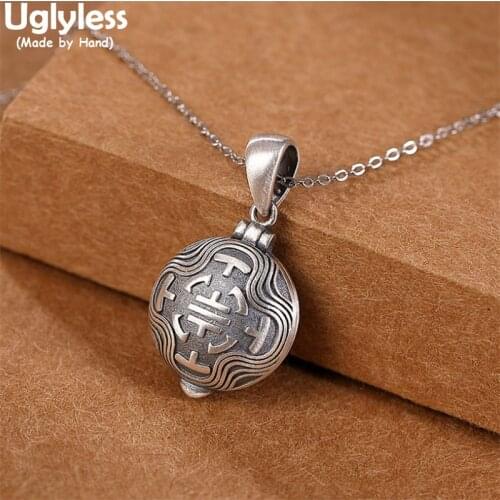Uglyless Tibetan Buddhism Opening Box Pendants for Women Real 925 Silver Vajra Jewelry Thai Silver Gawu Box Necklaces NO Chains