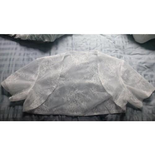 NEW White Ivory Lace Shawl Bolero Wedding Jacket Bridal Short Sleeve jacket custom size