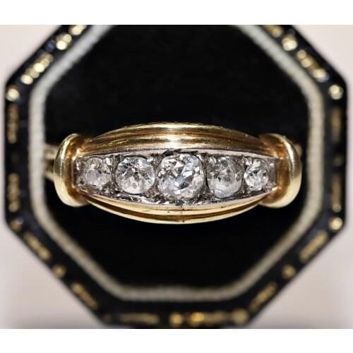 Antique Original Victorian Time 14k Gold Natural Diamond Decorated Amazing Pretty Ring