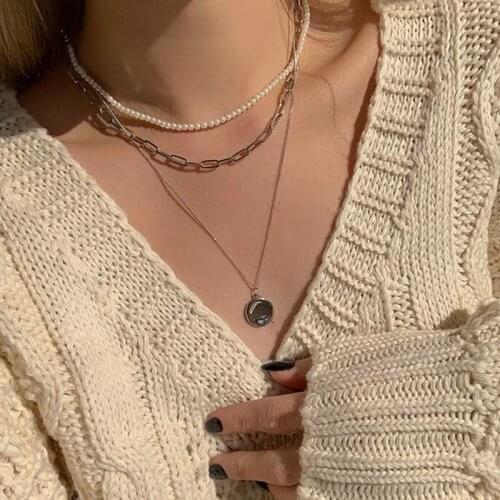 Vienkim Necklace For Women Multilayer Necklace Vintage Bohemian Double Layer Coin Pendant Chain Necklace Jewelry 2021 Accessorie