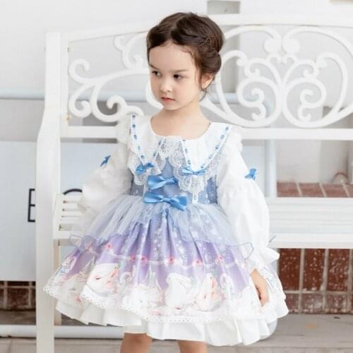 Spanish Lolita Dress Birthday Party Girls Tutu Dress Christmas Princess Costume Long Sleeve Autumn Dress for Girls Frocks Dress