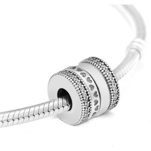 Fits For Pandora Charms Bracelets Spinning Hearts of Signature Beads 100% 925 Sterling-Silver-Jewelry Free Shipping
