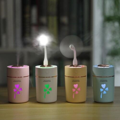 Lucky Grass Humidifier USB Plug 3 In 1 Fan/Night Light /Aroma Humidifier Bedroom Mute Portable Colorful Light 280ml Humidifier