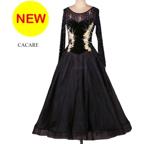 SALE Ballroom Dress Waltz Dance Competition Dresses Standard Dancing Costume Gown Tango Flamenco Latin D0158 Big Hem Mesh Sleeve