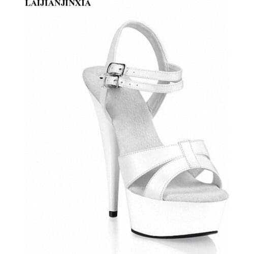 New Woman Summer Sexy 15cm High-heeled Strap Shoes Night Club Wedding Party Shoes Dancing Sandals Dance Pole Shoes