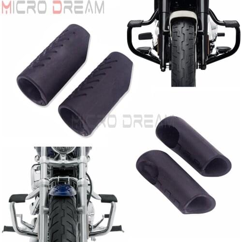 32mm Universal Engine Guards Road Crash Bars Legs Knee Protector for Harley Softail Touring Sportster Left & Right Rubber Cover