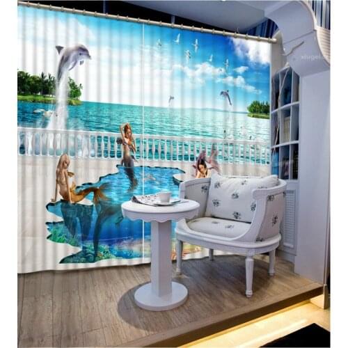 Photo Blackout Window Drapes Luxury 3D Curtains For Living room Bed room Office Hotel Home ocean curtains