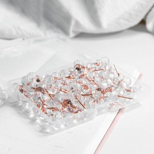 100pcs/box Metal Map Tacks Push Pins Acrylic Cork Board Thumbtack Office School