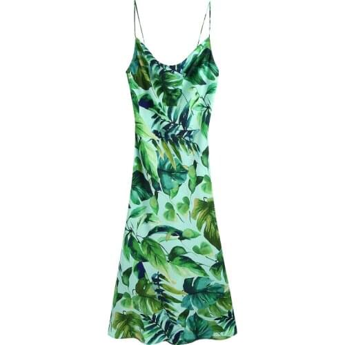 2021 Women Floral Printed Midi Dress Sexy Spaghetti Strap Sleeveless Dress Summer Beach Party Backless Dresses Vestidos