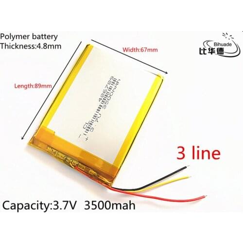 3 line 3.7V 3500mAh 486789 Lithium Polymer Li-Po li ion Rechargeable Battery cells For Mp3 MP4 MP5 GPS PSP mobile bluetooth