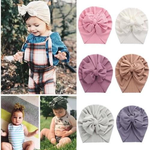 Big Bow Knot Headband Turban Hats for Baby Boys Girls Beanies Elastic Caps Hairband Bonnet Newborn Toddler Headwraps