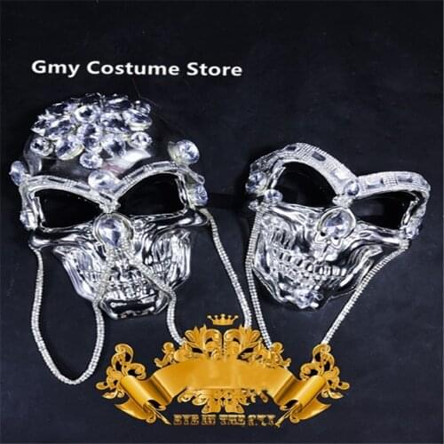 CC35 Ballroom dancer stage costumes dj wears skull mask performance catwalk show dress clothe robot suit cosplay grimace mask ds