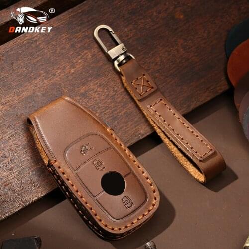 Dandkey Genuine Leather Car Key Case Protective Cover For Mercedes Benz AMG W203 W210 W211 W124 W202 W204 W205 W212 W176 C117