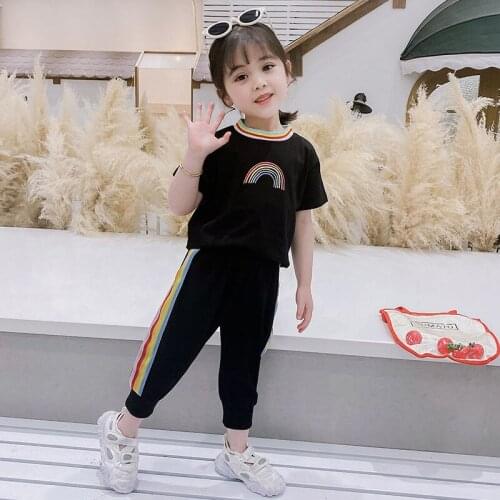 Girls Clothing Sets 2021 Summer Kids Girls Clothes Set T-shirt+pants 2 Pcs Kids Clothes Girl Sport Suit Children Clothes 1t-6t