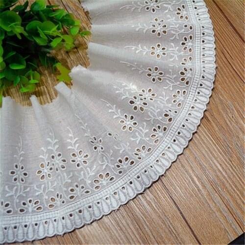 New Arrival Off-white Cotton Cloth Embroidery Lace Trim DIY Lace Fabric Width 13cm 5Yds/lot