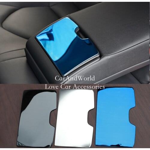 For Toyota Camry 2018 2019 Rear Seat Water Cup Armrest Panel Cover Trims Stainless Steel Sticker Car-Styling 3 Color Accessories