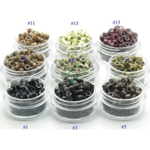 Micro Rings 5*3MM*3MM 200Pcs Micro Crimp Beads Micro Bead Hair Silicone Ring/Links/Beads For Hair Extensions 9 Colors LZH0016