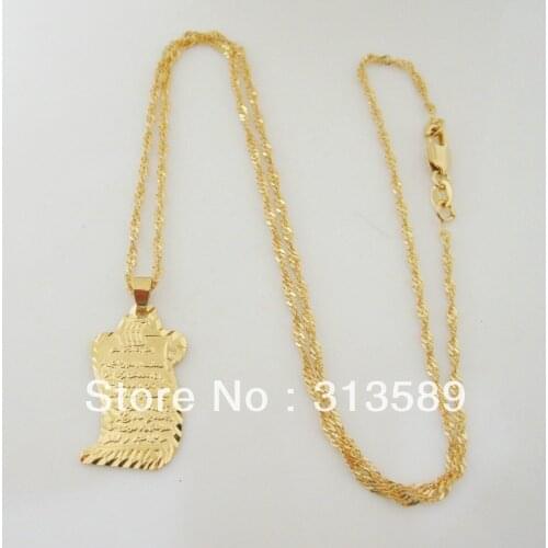 Min order 10$ CAN MIX WITH OTHER DESIGN/ NEW - YELLOW GOLD GP OVERLAY 18.5" NECKLACE&MUSLIM ALLAH GOD PENDANT QURAN
