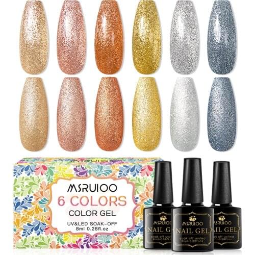 MSRUIOO Colors Gel Varnish 8ml Diamond Shining Glitter Sequin Platinum Nail Gel Enamel Long Lasting Time Gel Polish