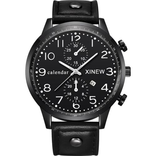 Mens Simple Brand Watches Fashion Leather Band Date Business Gifts Quartz Wristwatches Erkek Barato Vintage Clock Black 5651