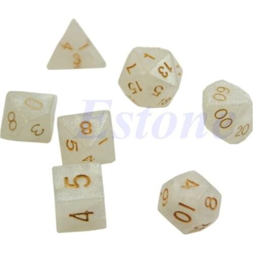7x Black Sided Dice D4 D6 D8 D10 D12 D20 RPG Poly Game Set