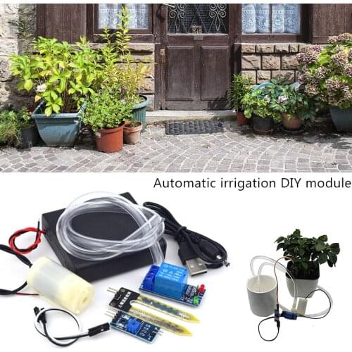 Drip Watering Garden Drip Irrigation Set Automatic Watering Hose For Flowers Water Sprayer Moisture Sensor Pump Module Kit
