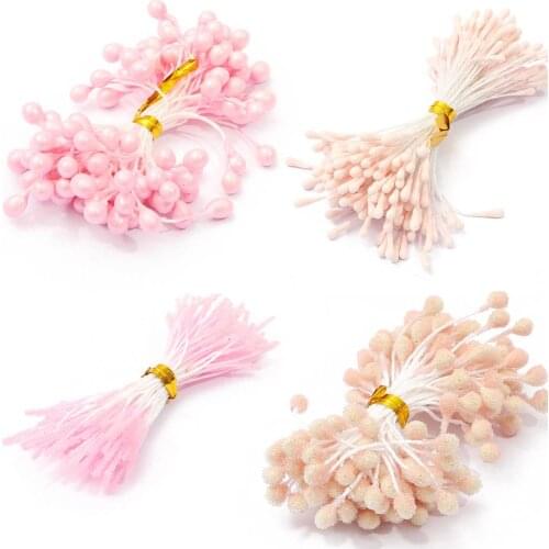 6/10/12/50/60/70/90/144/288pcs Mixed Pink Flower Cherry Stamen Berries Bundle DIY Christmas Wedding Cake Gift Box Wreaths Decor