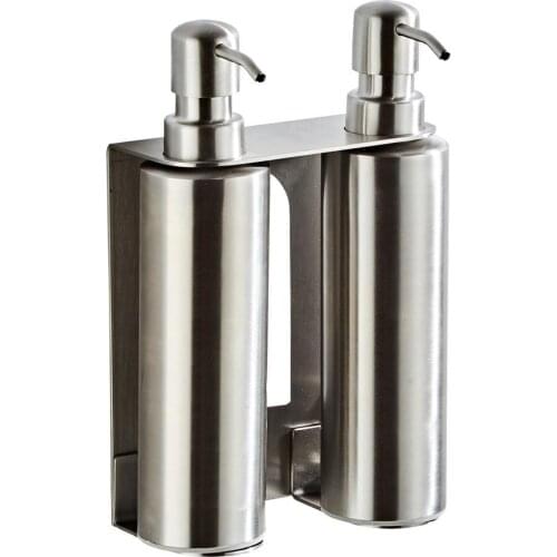 304 Stainless Steel Wall-mounted Hotel Manual Soap Dispenser Shampoo Shower Gel Bottle Toilet Hand Sanitizer Box