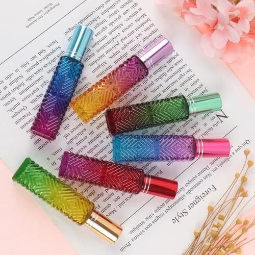 New 15ml Mini Fragrance Refillable Glass Vials Cosmetic Packaging Spray Bottle Colorful Square Glass Empty Perfume Bottle