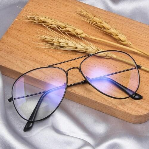 Fashion Anti Blue Light Glasses Big Metal Frame High Quality Spectacles Computer Mobile Phone Goggle Clear Lens Protection Eye