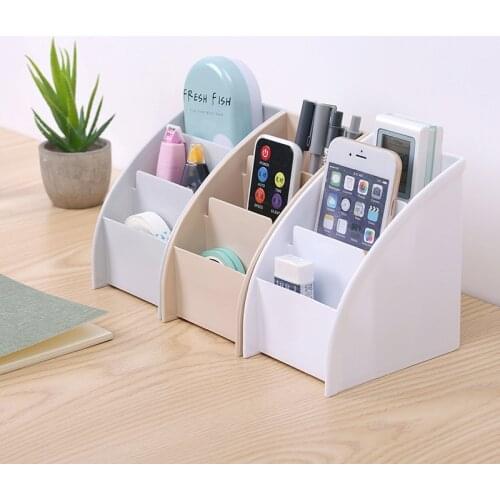 3 Grid Remote Control Box Cosmetics Desktop Storage Case Stand Holder Home Office Stationery Phone Organizer Dropshipping