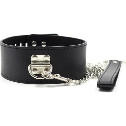 Neck Collars and Chain Leash Lock BDSM S&M Bondage Restraints Tools Gear Flirting Sex Toys Cosplay PU Leather Women Sex Products