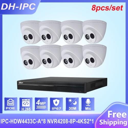 Dahua 6MP 8+4 Security CCTV System 4pcs 6MP IP Camera IPC-HDW4631C-A & 8POE 4K NVR NVR4208-8P-4KS2 Surveillance Security System