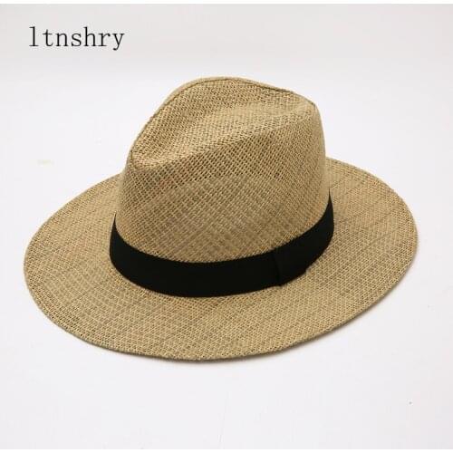 Summer hand made Sun Hat women man straw hats women outdoor beach sunshade ladies nature salt grass Top hats Breathable
