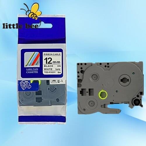 Compatible for TZ label tape tze tz tape Tze231 tz231 tze 231 12mm*8m black on white Tze-231 P-touch Ribbon label maker