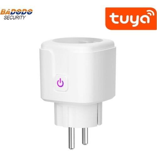 Tuya WiFi Smart remote control EU power Plug Switch outlet 16A with power meter monitor