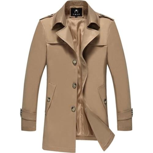 Spring Autumn Mens Long Classic Solid Cool Windbreaker Coat / Fashion Single Breasted Slim Fit High Quality Male Trench Jacket