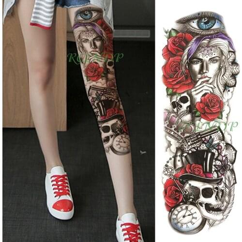 Waterproof Temporary Tattoo Sticker creative combination of skull,beauty,roses and eyes fake tatto flash tatoo for men women