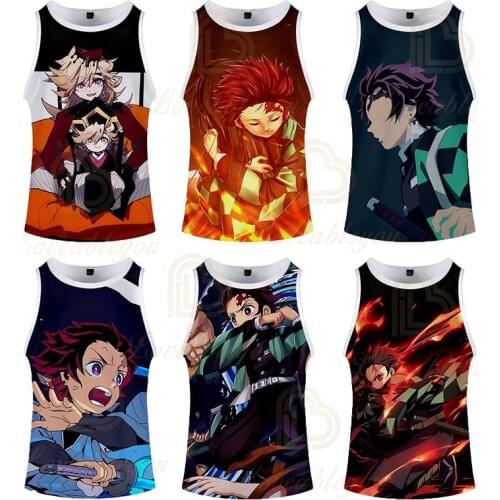2020 New Hot Anime Demon Slayer 3d Print Men/Women Tank Tops Summer Cool Casual Tee Sleeveless Unisex Vest Tops