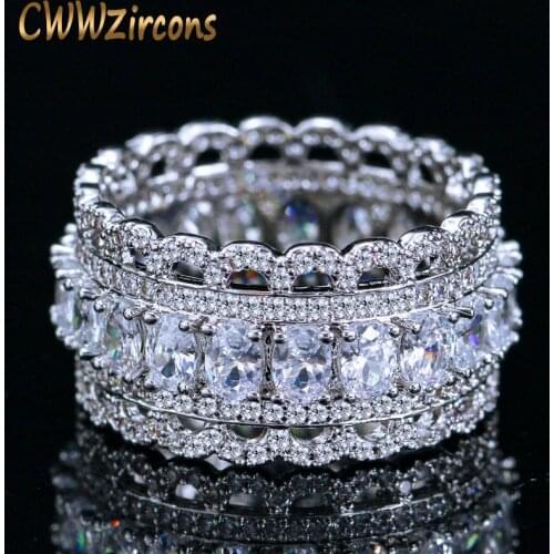 CWWZircons Luxury Wide Circle Women Rings Oval AAA Cubic Zirconia And Fashion Round CZ Ring Engagement Wedding Jewelry R055