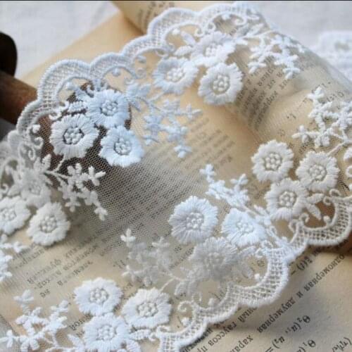 1 Yard white bilateral lace cotton embroidery lace french lace ribbon fabric guipure diy trims warp knitting sewing Accessories