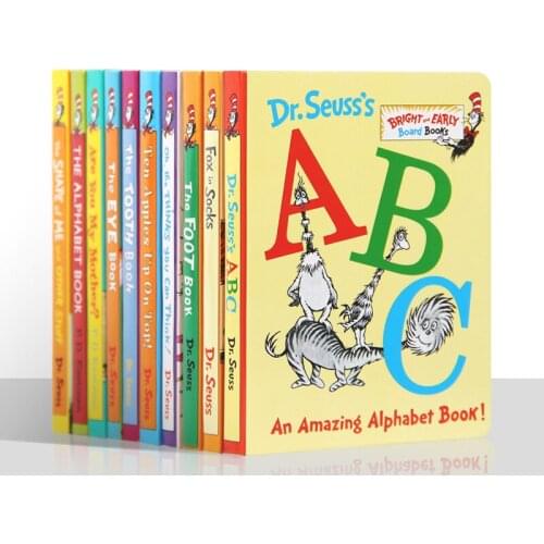 10 Books Dr Seuss ABC The Eye Tooth Alphabet English Picture Story Cardboard Book Baby board Book Children Kids Learning Toy